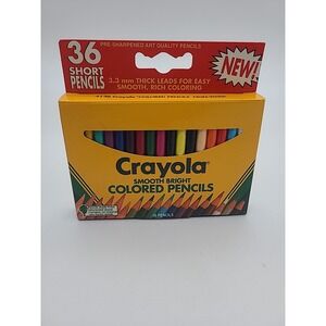 Vintage Crayola‎ 36 Smooth Bright Colored Short Pencils 4136 1992 Pre-sharpened